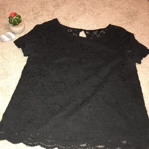 Black Sleeved Laced Blouse